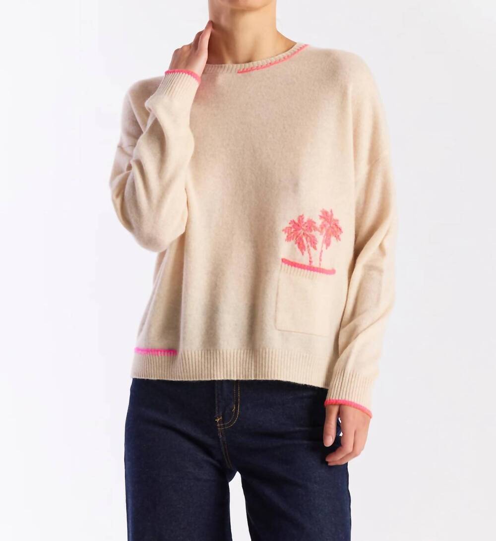 NEW BRODIE CASHMERE palm pocket crew sweater in ivory